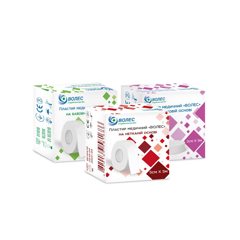 Пластир медичний "ВОЛЕС" 5смх5м на бавовняній основі